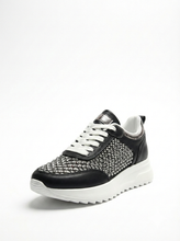 Carica l'immagine nel visualizzatore di Gallery, Sneakers Donna in Eco-pelle con Inserti in Rete Traforata e Strass

