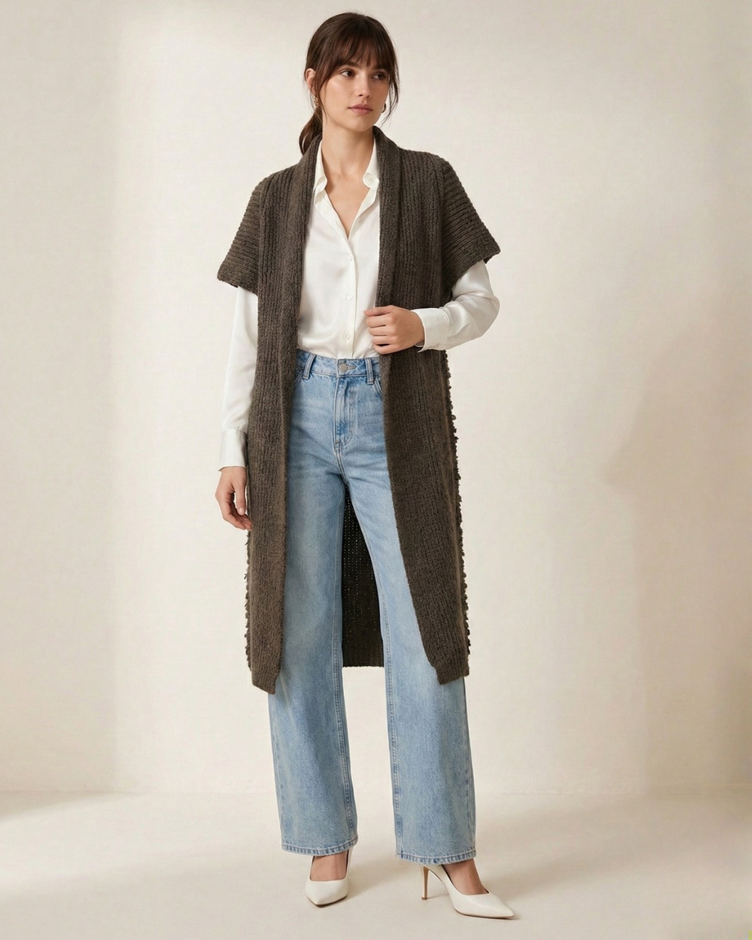 Cardigan Lungo in Maglia a Unica Taglia