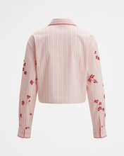 Carica l'immagine nel visualizzatore di Gallery, Camicia a Righe con Ricami Floreali e Pailettes - Design Francese
