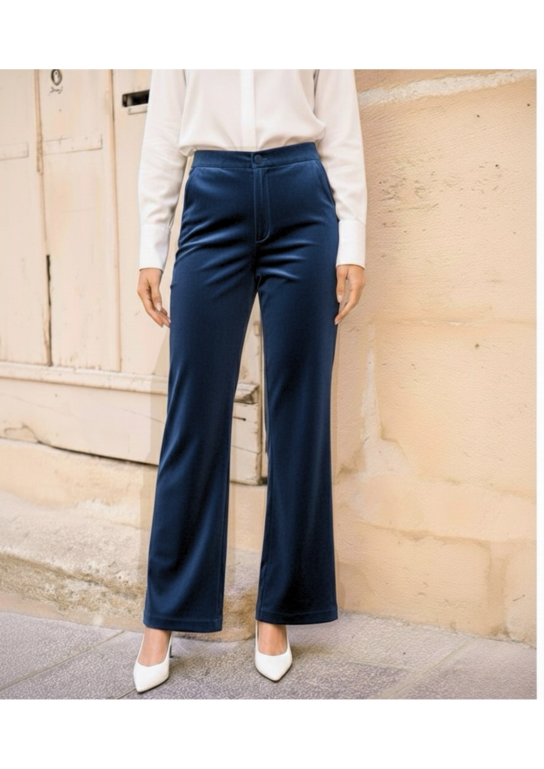 PANTALONI NAVY BLUE DA COMPLETO VELLUTO DRITTI