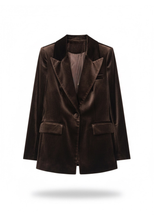 Carica l&#39;immagine nel visualizzatore di Gallery, BLAZER DA COMPLETO VELLUTO COLLO REVERS
