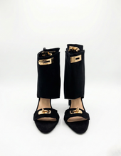 Carica l'immagine nel visualizzatore di Gallery, Sandali con Taco Alto in Ecopelle con Dettagli Dorati 3 Colori
