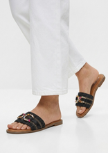 Carica l'immagine nel visualizzatore di Gallery, Ciabattine in Raffia Naturale e Pelle Ecologica con Dettaglio Bijoux
