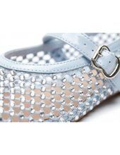 Carica l'immagine nel visualizzatore di Gallery, Ballerine Mary Jane in Eco-pelle con Rete Traforata e Strass
