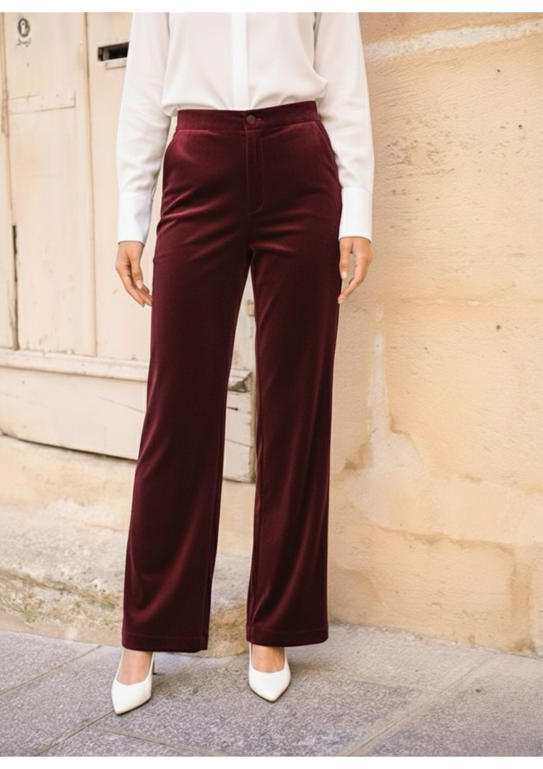 PANTALONI BORDEAUX DA COMPLETO VELLUTO DRITTI