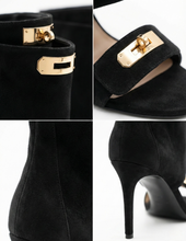 Carica l'immagine nel visualizzatore di Gallery, Sandali con Taco Alto in Ecopelle con Dettagli Dorati 3 Colori
