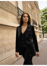 Carica l&#39;immagine nel visualizzatore di Gallery, BLAZER DA COMPLETO VELLUTO COLLO REVERS
