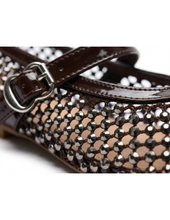 Carica l'immagine nel visualizzatore di Gallery, Ballerine Mary Jane in Eco-pelle con Rete Traforata e Strass
