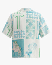 Carica l'immagine nel visualizzatore di Gallery, Camicia a maniche corte con stampa greca e bordi smerlati

