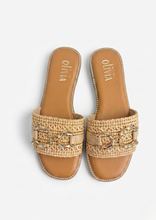 Carica l'immagine nel visualizzatore di Gallery, Ciabattine in Raffia Naturale e Pelle Ecologica con Dettaglio Bijoux
