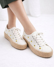 Carica l'immagine nel visualizzatore di Gallery, Sneakers Platform in Tela con Ricami e Suola in Corda di Raffia - Stile Espadrilles Estive
