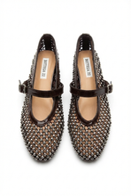 Carica l'immagine nel visualizzatore di Gallery, Ballerine Mary Jane in Eco-pelle con Rete Traforata e Strass
