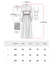 Carica l'immagine nel visualizzatore di Gallery, Abito Maxi in Pizzo Francese con Bottoni Perla e Cintura Intrecciata
