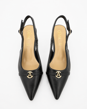 Carica l'immagine nel visualizzatore di Gallery, Décolleté Slingback in Vera Pelle con Dettaglio Gioiello Dorato
