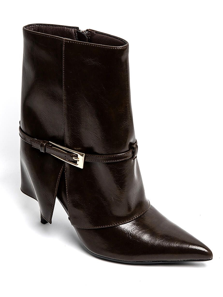 Stivaletti a tacco spillo con fibbia argento