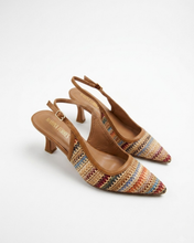 Carica l'immagine nel visualizzatore di Gallery, Sandali Slingback Eleganti in Vera Pelle con Lavorazione Intrecciata Multicolore
