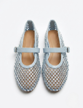 Carica l'immagine nel visualizzatore di Gallery, Ballerine Mary Jane in Eco-pelle con Rete Traforata e Strass
