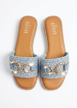 Carica l'immagine nel visualizzatore di Gallery, Ciabattine in Raffia Naturale e Pelle Ecologica con Dettaglio Bijoux
