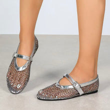 Carica l'immagine nel visualizzatore di Gallery, Ballerine Mary Jane in Pelle Ecologica con Micro-Strass
