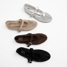Carica l'immagine nel visualizzatore di Gallery, Ballerine Mary Jane in Pelle Ecologica con Micro-Strass
