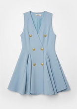 Carica l&#39;immagine nel visualizzatore di Gallery, Abito Celeste Doppiopetto con Bottoni Dorati e Dettaglio Leone di Venezia
