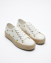 Carica l'immagine nel visualizzatore di Gallery, Sneakers Platform in Tela con Ricami e Suola in Corda di Raffia - Stile Espadrilles Estive
