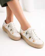Carica l'immagine nel visualizzatore di Gallery, Sneakers Platform in Tela con Ricami e Suola in Corda di Raffia - Stile Espadrilles Estive
