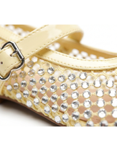 Carica l'immagine nel visualizzatore di Gallery, Ballerine Mary Jane in Eco-pelle con Rete Traforata e Strass
