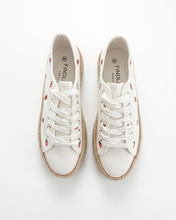 Carica l'immagine nel visualizzatore di Gallery, Sneakers Platform in Tela con Ricami e Suola in Corda di Raffia - Stile Espadrilles Estive
