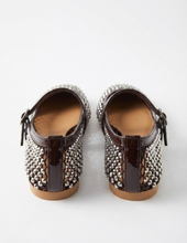 Carica l'immagine nel visualizzatore di Gallery, Ballerine Mary Jane in Eco-pelle con Rete Traforata e Strass
