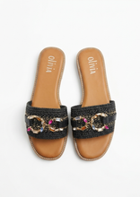 Carica l'immagine nel visualizzatore di Gallery, Ciabattine in Raffia Naturale e Pelle Ecologica con Dettaglio Bijoux
