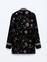 Carica l'immagine nel visualizzatore di Gallery, Giacca Kimono in Effetto Velluto con Ricami Fatti a Mano
