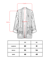 Carica l'immagine nel visualizzatore di Gallery, Giacca Kimono in Effetto Velluto con Ricami Geometrici e Floreali Fatti a Mano
