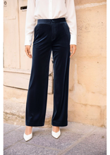 Carica l&#39;immagine nel visualizzatore di Gallery, PANTALONI NAVY BLUE DA COMPLETO VELLUTO DRITTI
