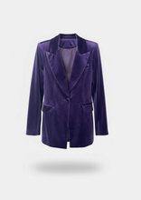 Carica l&#39;immagine nel visualizzatore di Gallery, BLAZER VIOLA DA COMPLETO VELLUTO COLLO REVERS
