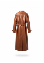 Carica l&#39;immagine nel visualizzatore di Gallery, Trench in Pelle Ecologica con Stampa Coccodrillo-Cognac
