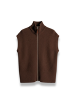 Carica l&#39;immagine nel visualizzatore di Gallery, Gilet Minimalista in Maglia Marrone con Zip
