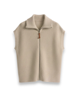 Carica l&#39;immagine nel visualizzatore di Gallery, Gilet Minimalista in Maglia Taupe con Zip
