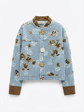 Carica l'immagine nel visualizzatore di Gallery, Giacca in Denim Oversize con Ricami e Dettagli in Raso

